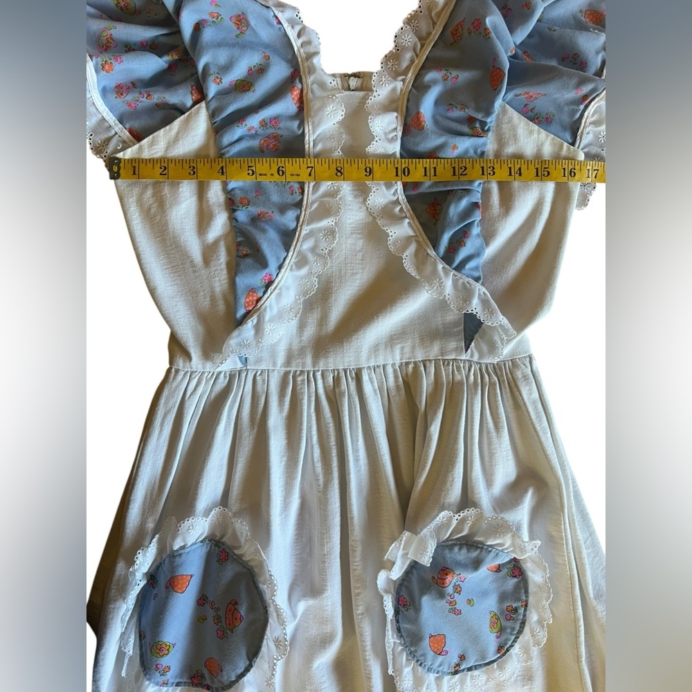 Handmade OOAK Boho Prairie Maxi Apron Dress Cottagecore Mushrooms Snails Retro - Picture 13 of 14
